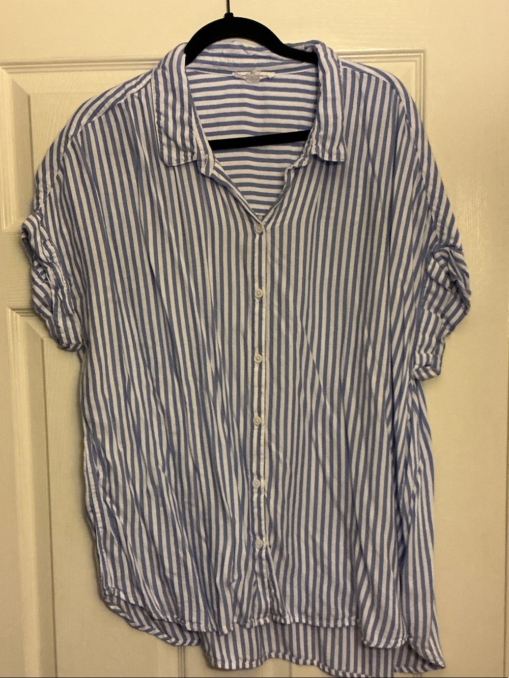 Women’s Blue & White Striped Button-Down Shirt